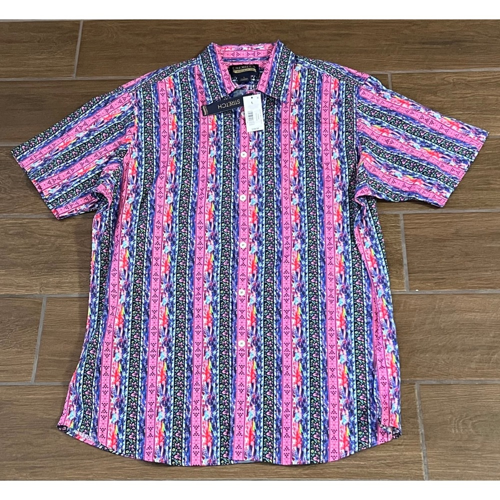 Cremieux Premium Denim Mens Large Multicolor Stripe Stretch Button Down Shirt